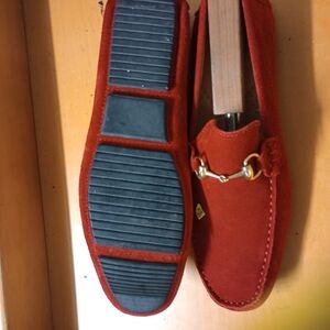 Mercanti Florentini Men's Suede Horsebits Red  Driver Loafer Size 10M (29)